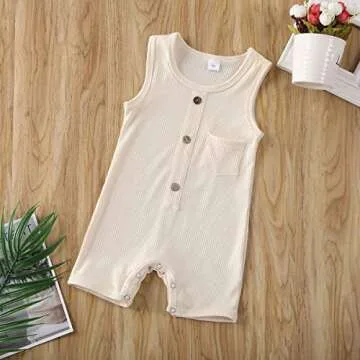 iddolaka Newborn Summer Baby Boy Girl Romper Bodysuit Jumpsuit Playsuit One Piece Outfit Clothes (Light Yellow, 18-24 Months)