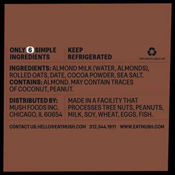 MUSH Ready To Eat Oats, Healthy, High Fiber, Dairy Free, No Added Sugar, Non-GMO, 12 Pack Oatmeal Cups, Blueberry, Vanilla Bean, Dark Chocolate, Coffee Coconut, Apple Cinnamon, Strawberry