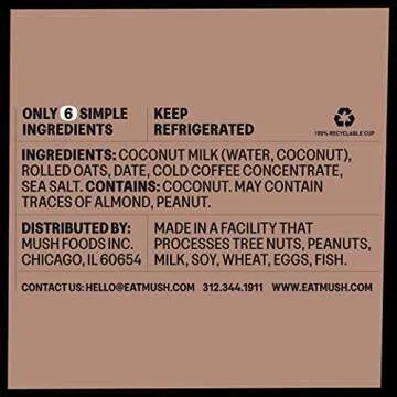 MUSH Ready To Eat Oats, Healthy, High Fiber, Dairy Free, No Added Sugar, Non-GMO, 12 Pack Oatmeal Cups, Blueberry, Vanilla Bean, Dark Chocolate, Coffee Coconut, Apple Cinnamon, Strawberry
