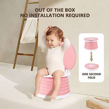 portable, foldable potty seat for toddler, Training Toilet Seat Emergency Toilet for Car, Camping, Outdoor, indoor (pink, small)