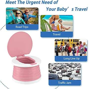 portable, foldable potty seat for toddler, Training Toilet Seat Emergency Toilet for Car, Camping, Outdoor, indoor (pink, small)