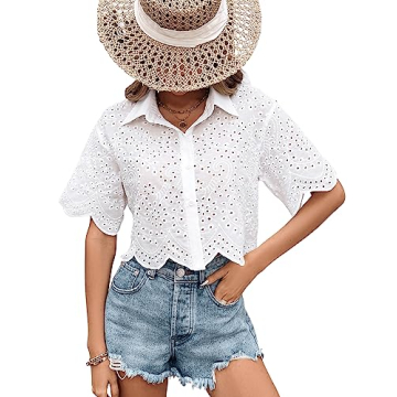 SweatyRocks Eyelet Crochet Shirt for Modern Women