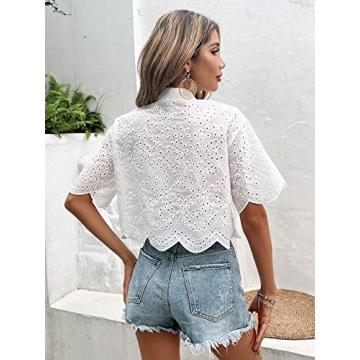SweatyRocks Eyelet Crochet Shirt for Modern Women