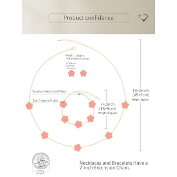 Lucky Pink Four Leaf Clover Jewelry Set 14K Gold Plated