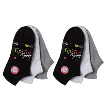 Tipi Toe Women's 12-Pairs Low Cut Athletic Sport Peformance Socks, (sock size 9-11) Fits shoe size 6-10, SP28-12