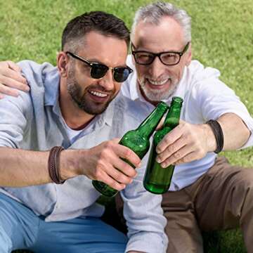 murtoo Mens Cowhide Leather Multi-Layer Bracelet