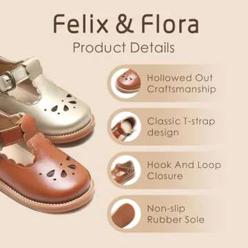 Felix & Flora Toddler Little Girl Brown Mary Jane Dress Shoes - Ballet Flats for Easter Flower Girl Party School Shoes（Brown,9 Toddler