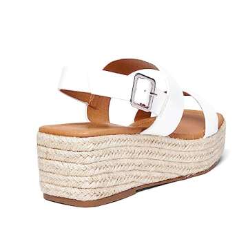 GENSHUO Women's-Platform-Espadrilles-Sandals Open Toe Ankle Strap Casual Wedge-Flatform- Sandal