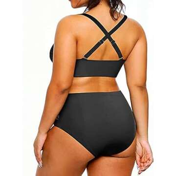 Yonique Womens Plus Size Bikini High Waisted Swimsuits Two Piece Bathing Suits Tummy Control Swimwea...