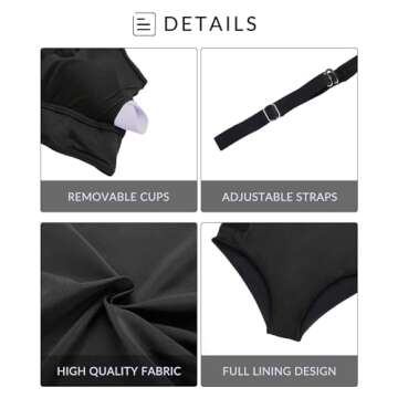 Yonique Womens Plus Size Bikini High Waisted Swimsuits Two Piece Bathing Suits Tummy Control Swimwear Black 14Plus