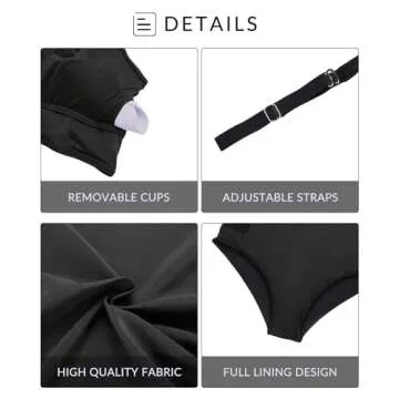 Yonique Womens Plus Size Bikini High Waisted Swimsuits Two Piece Bathing Suits Tummy Control Swimwear Black 14Plus