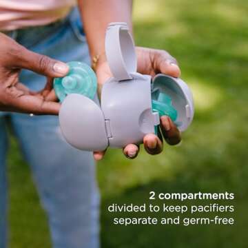 Ubbi On The Go Dual Pacifier Holder, Keeps Baby’s Binkies Clean and Accessible, Includes Silicone Strap, Gray