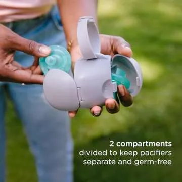 Ubbi On The Go Dual Pacifier Holder, Keeps Baby’s Binkies Clean and Accessible, Includes Silicone Strap, Gray