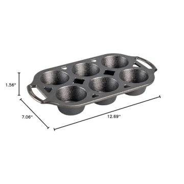 Lodge Cast Iron Muffin Pan - 6 Impressions Ready to Use