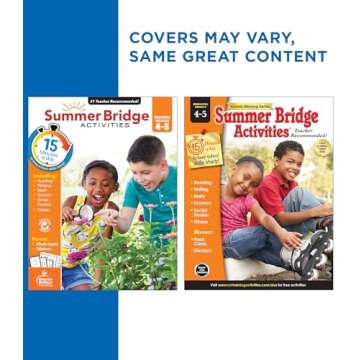 Summer Bridge Activities 4th to 5th Grade Workbooks All Subjects, Activity Book With Math, Reading Comprehension, Science, Fitness, Social Studies, Writing Practice, and Flash Cards
