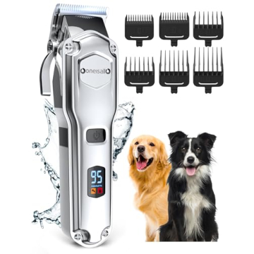 Oneisall Dog Clippers: Low Noise, Cordless, Waterproof Pet Grooming Shaver