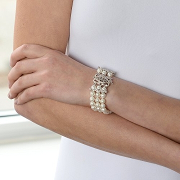 Mariell Elegant Pearl 3-Strand Bridal Bracelet Gift