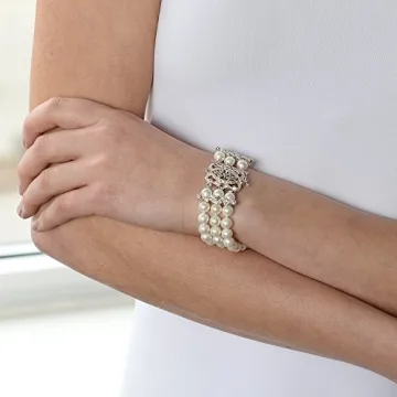 Mariell Elegant Pearl 3-Strand Bridal Bracelet Gift
