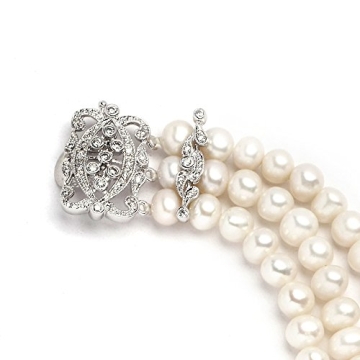 Mariell Elegant Pearl 3-Strand Bridal Bracelet Gift