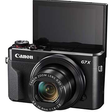 Canon PowerShot G7 X Mark II Digital Camera w/ 1 Inch Sensor and tilt LCD Screen - Wi-Fi & NFC Enabled (Black) with Free Ultra 64GB SDHC Class 10 Card, Hand Grip Bundle