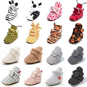 ohsofy Newborn Baby Cotton Booties Stay On Slipper Winter Warm Soft Shoes Non-Skid Infant Ankle Boot...