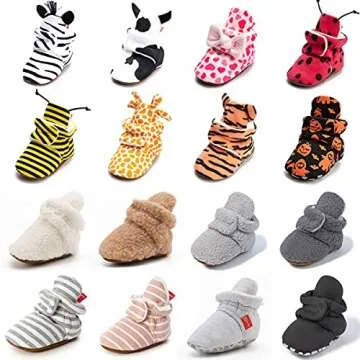 ohsofy Newborn Baby Cotton Booties Stay On Slipper Winter Warm Soft Shoes Non-Skid Infant Ankle Boot...