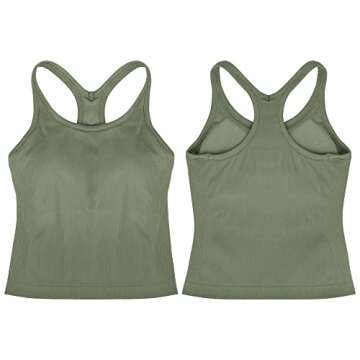 sphinx cat Womens Ribbed Workout Crop Tops with Built in Bra Yoga Racerback Tank Top Avocado-Green L