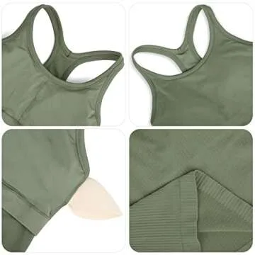 sphinx cat Womens Ribbed Workout Crop Tops with Built in Bra Yoga Racerback Tank Top Avocado-Green L