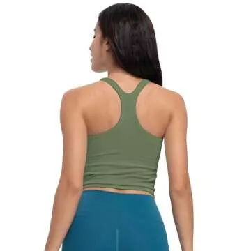 sphinx cat Womens Ribbed Workout Crop Tops with Built in Bra Yoga Racerback Tank Top Avocado-Green L