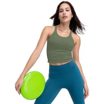 sphinx cat Womens Ribbed Workout Crop Tops with Built in Bra Yoga Racerback Tank Top Avocado-Green L