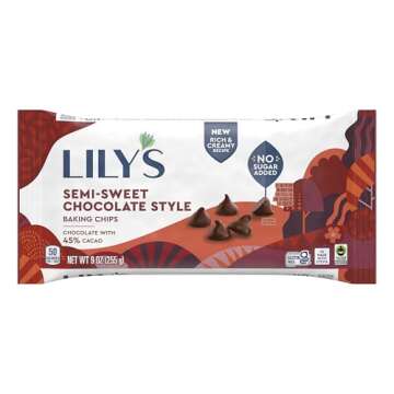 LILY'S Semi-Sweet Chocolate Style No Sugar Added Baking Chips Bag, 9 oz