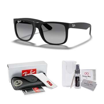 Ray-Ban RB4165 JUSTIN 622/T3 55MM Black Rubber/Plastic lens Polarized Grey Gradient Square Sunglasse...
