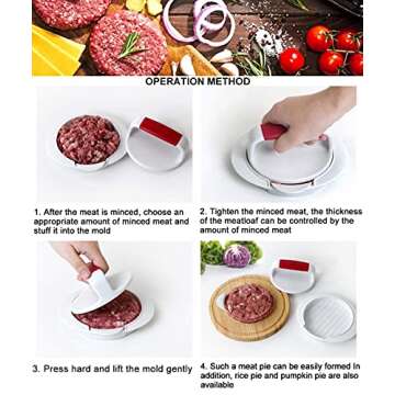 Hamburger Press Patty Maker Burger Press Mold Perfectly Sized 4.6” Burger Mold Rings Easy Release ...