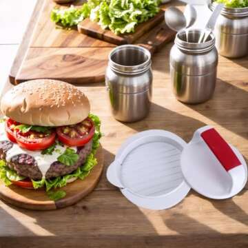 Hamburger Press Patty Maker Burger Press Mold Perfectly Sized 4.6” Burger Mold Rings Easy Release Round Hamburger Patty Press for Grill Accessories Set (1 Piece) White