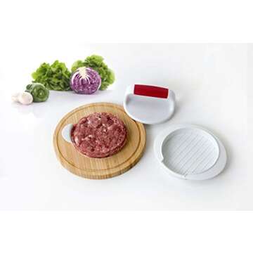 Hamburger Press Patty Maker Burger Press Mold Perfectly Sized 4.6” Burger Mold Rings Easy Release Round Hamburger Patty Press for Grill Accessories Set (1 Piece) White