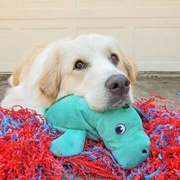SmartPetLove Snuggle Puppy Tender-Tuffs - Large Marine Stuffed Plush Manatee Toy - with Puncture Resistant Squeaker, Great for Big Dogs