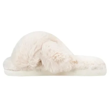 HALLUCI Women's Plush Fleece Cross Band Slippers