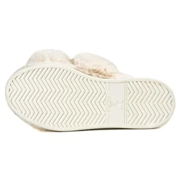 HALLUCI Women's Plush Fleece Cross Band Slippers