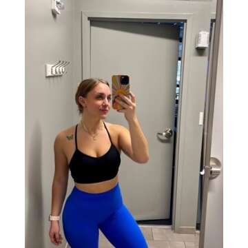 Aoxjox Women's Workout Sports Bras Fitness Backless Padded Amor Low Impact Bra Yoga Crop Tank Top (Black, X-Small)