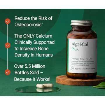 ALGAECAL Plus - Organic Red Algae Calcium Supplement, Vitamin K2 (100mg), Vitamin D3 (1600 IU), Magn...