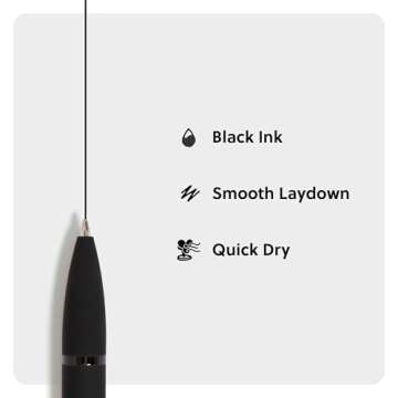 U Brands Midnight Monterey Ballpoint Pens, 4 Count, Black Soft Touch, Painted Black Details, Bold (1.0 mm) Point, Black Ink