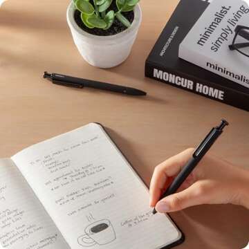 U Brands Midnight Monterey Ballpoint Pens, 4 Count, Black Soft Touch, Painted Black Details, Bold (1.0 mm) Point, Black Ink