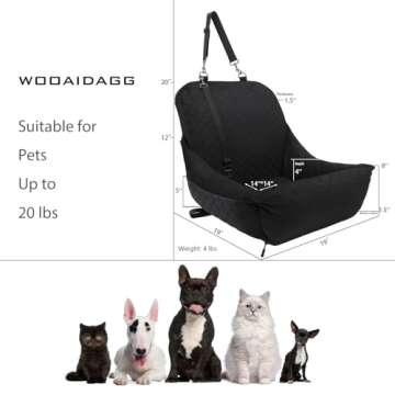 WOOAIDAGG Dog Car Seat,Car Dog Seat for Small Dogs,Dog Booster Car Seat with Seatbelt,Washable Dog C...
