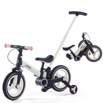 JMMD Toddler Bike with Push Handle for Kids 18-60 Months, 6 in 1 Push Bike with Training Wheels & Pe...