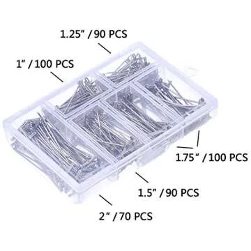 Outus 450 Pcs T Pins Stainless Steel Push Pin Kit with Clear Box for Foam Head, Long Straight Pins f...