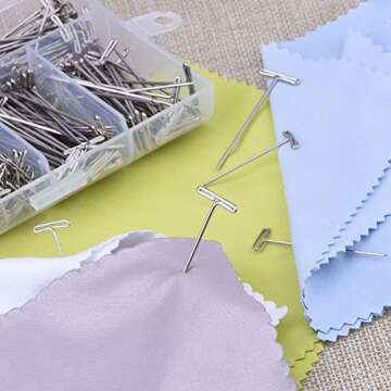 Outus 450 Pcs T Pins Stainless Steel Push Pin Kit with Clear Box for Foam Head, Long Straight Pins for Sewing, Craft, Quilting and Blocking Knitting, Office,1, 1-1/4, 1-1/2, 1-3/4 Inch and 2 Inch