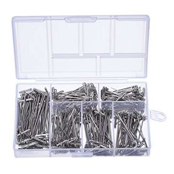 Outus 450 Pcs T Pins Stainless Steel Push Pin Kit with Clear Box for Foam Head, Long Straight Pins for Sewing, Craft, Quilting and Blocking Knitting, Office,1, 1-1/4, 1-1/2, 1-3/4 Inch and 2 Inch