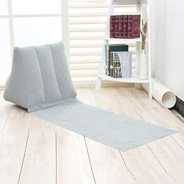 Auto-plaza 2X Inflatable Outdoor Sun Bath Beach Mat Pillows Flocking Beach Chairs with Backrest Inflatable Lounger for Portable Travel Camping (Grey)