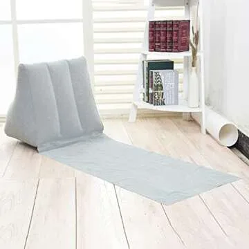 Auto-plaza 2X Inflatable Outdoor Sun Bath Beach Mat Pillows Flocking Beach Chairs with Backrest Inflatable Lounger for Portable Travel Camping (Grey)