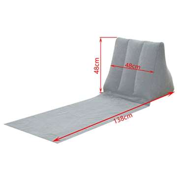 Auto-plaza 2X Inflatable Outdoor Sun Bath Beach Mat Pillows Flocking Beach Chairs with Backrest Inflatable Lounger for Portable Travel Camping (Grey)